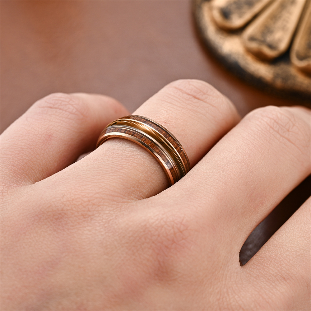 Fashion New Double Wood Grain Ring Image 4