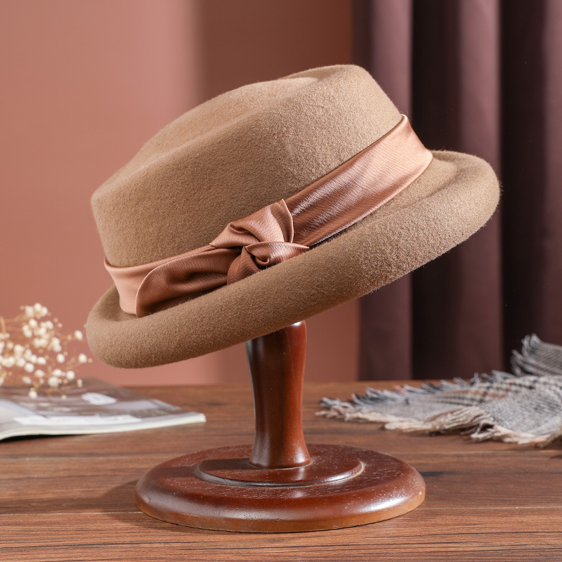 French Style Retro Bucket Hat - Camel