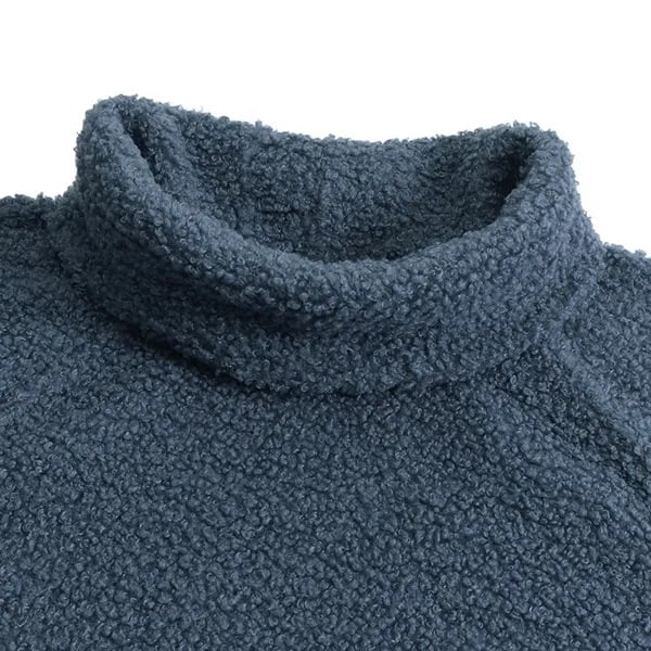 Different angles of the turtleneck dress