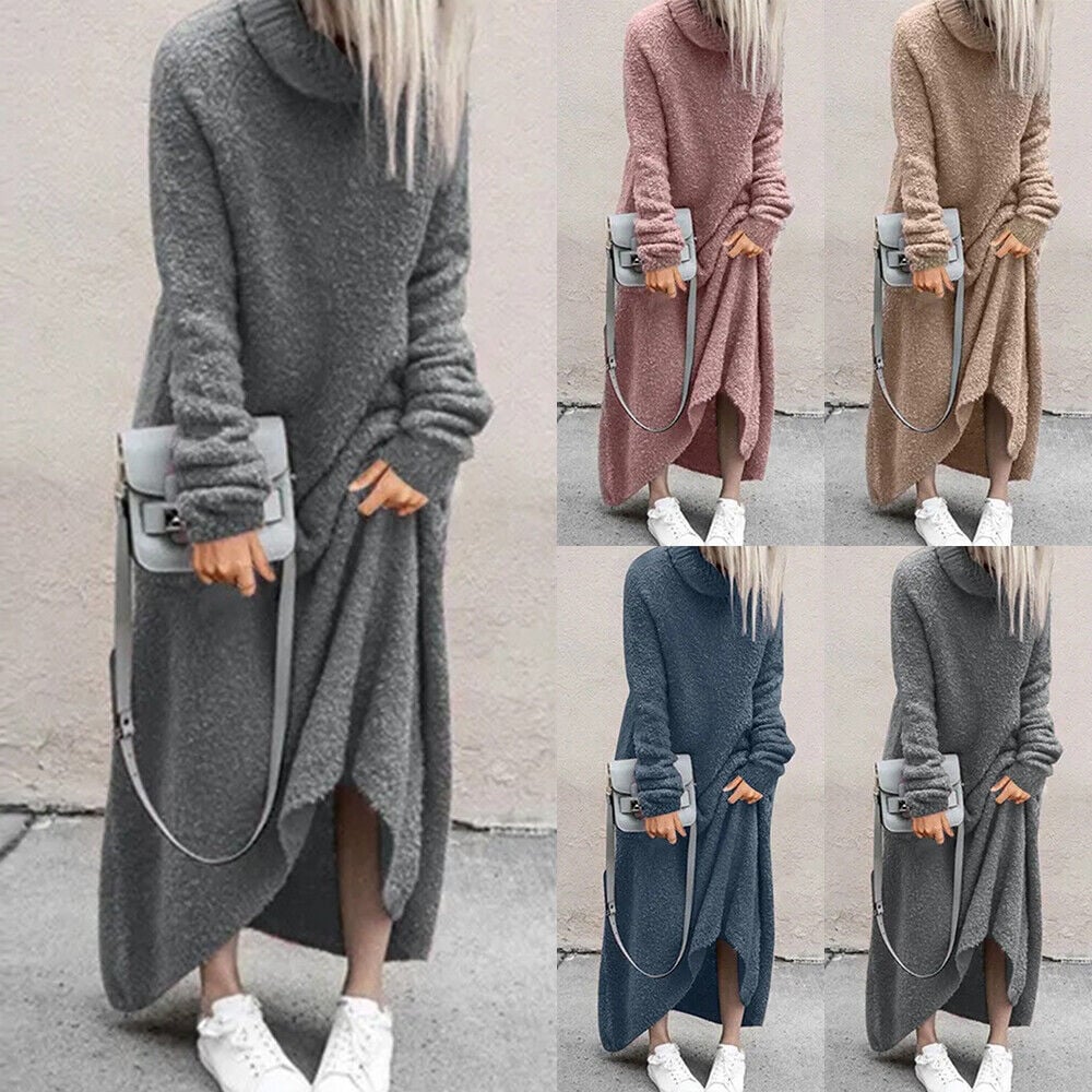 Casual look with the turtleneck dress