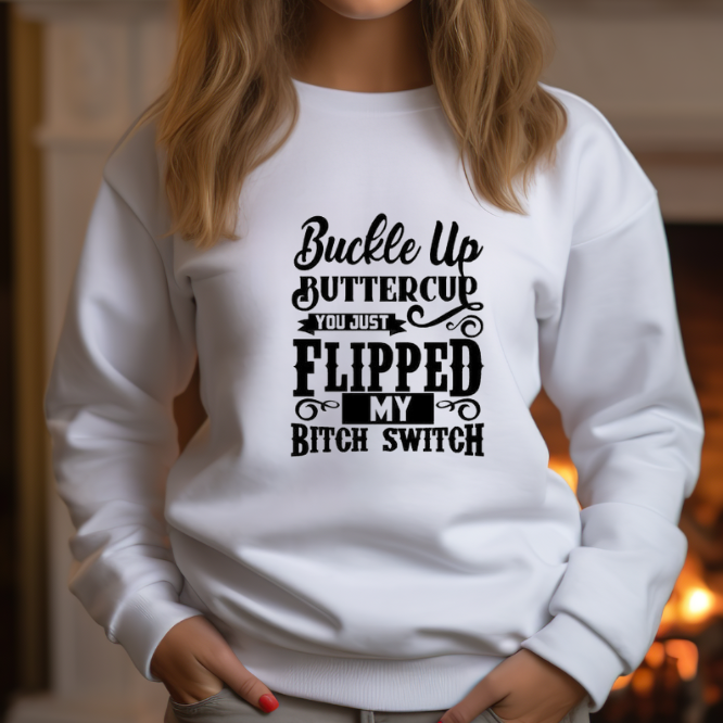 European and American Tied Butterfly Clasp Letters Printed Crew Neck Sweatshirt
