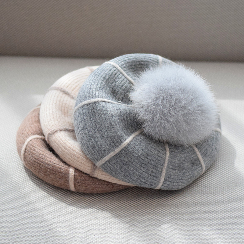 Pumpkin Wool Beret in Beige