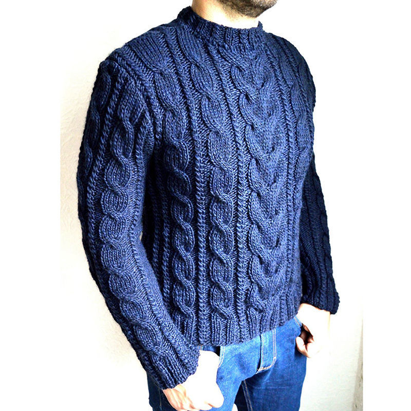 Fashion Men's Long-sleeved Padded Pullover Sweater Image 3