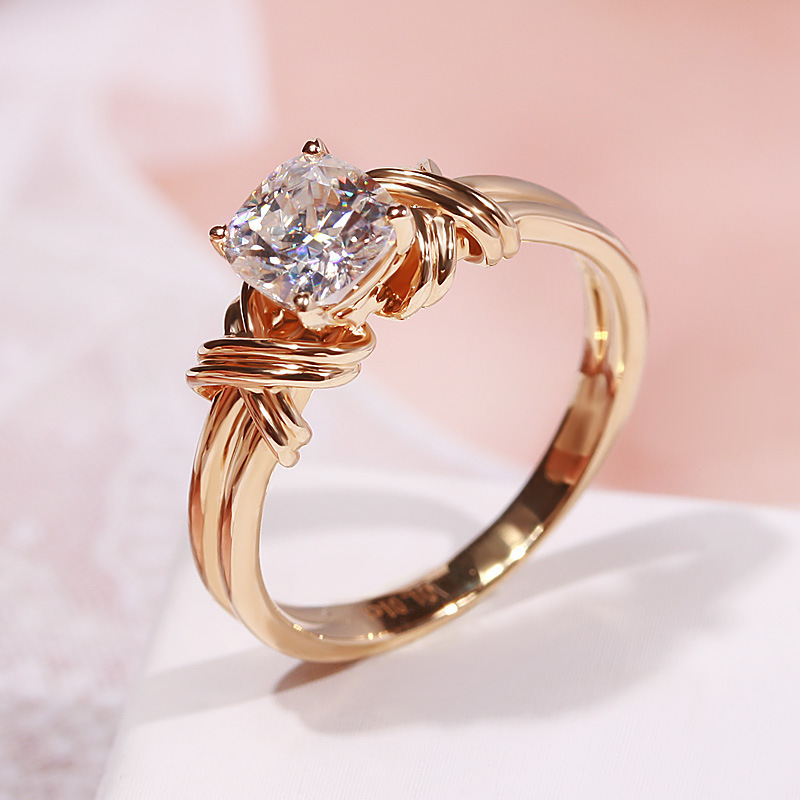 Rose Gold Interwoven Pattern Spot Drill Ring