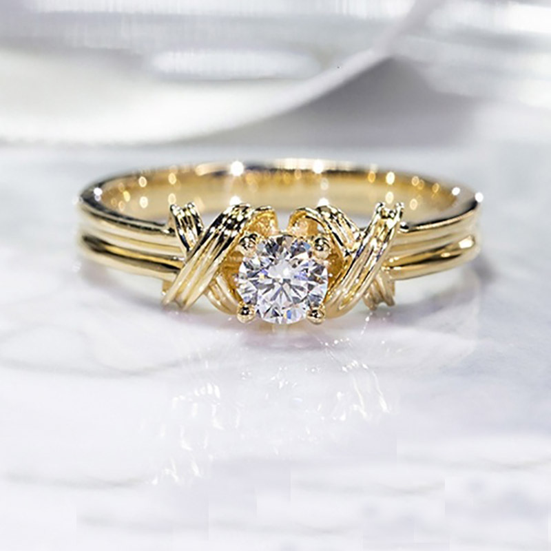 Golden Interwoven Pattern Spot Drill Ring