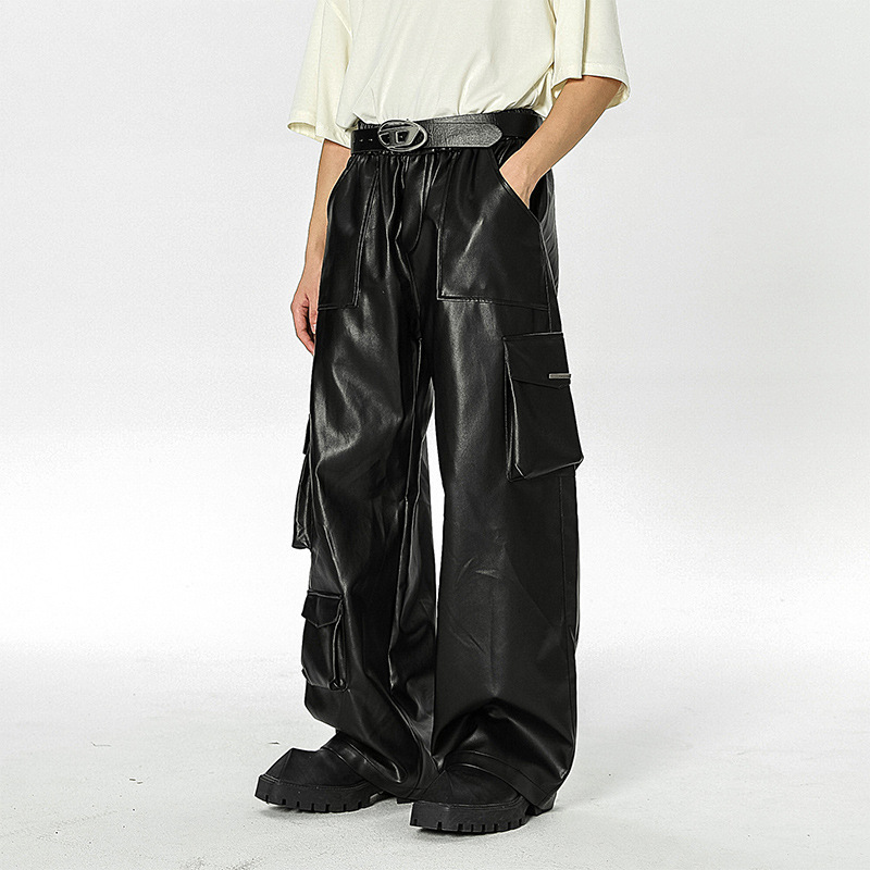Men's PU Leather Pants Side View