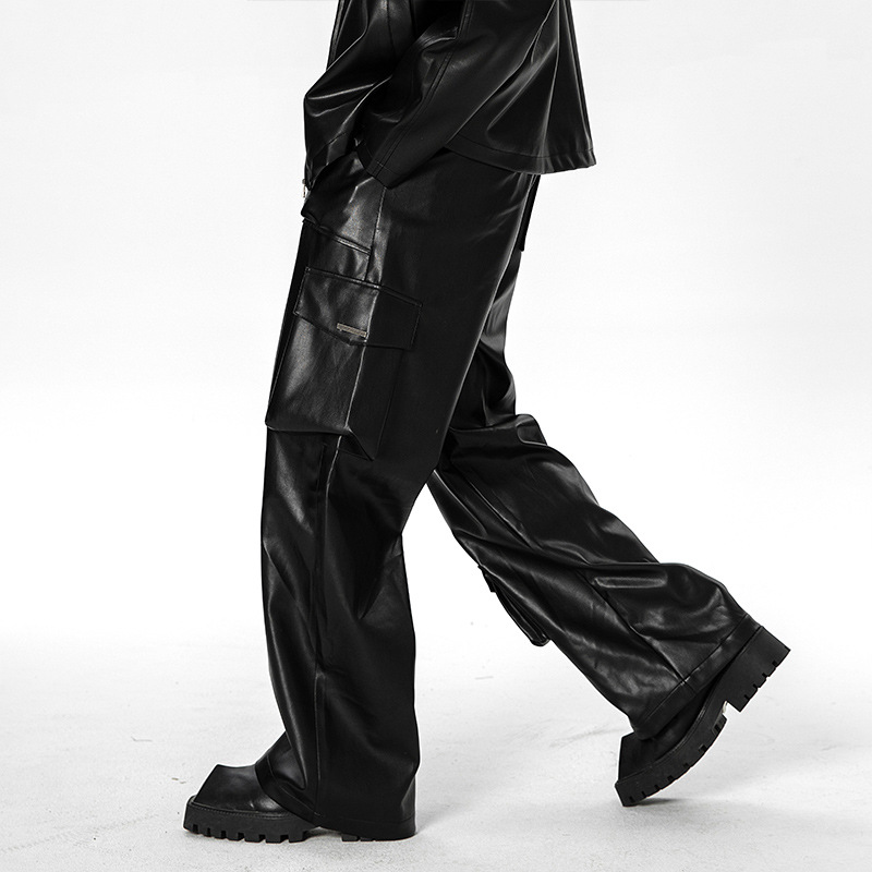 Men's PU Leather Pants in Action