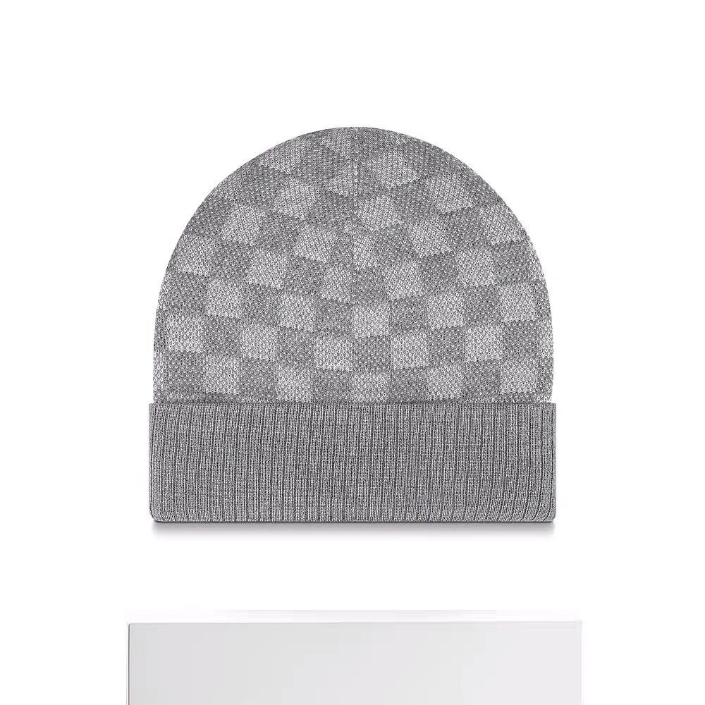 Chessboard Plaid Knitted Hat - Style View 1