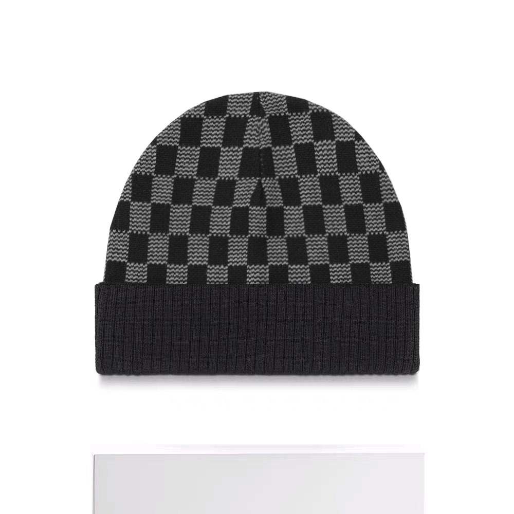 Chessboard Plaid Knitted Hat - Style View 3
