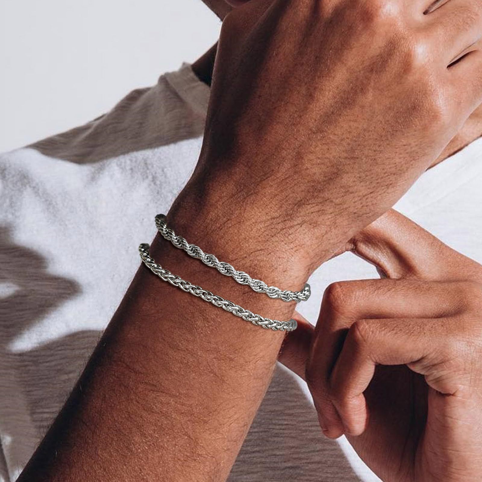 Men's Stainless Steel Cuban Twist Bracelet - Image 4