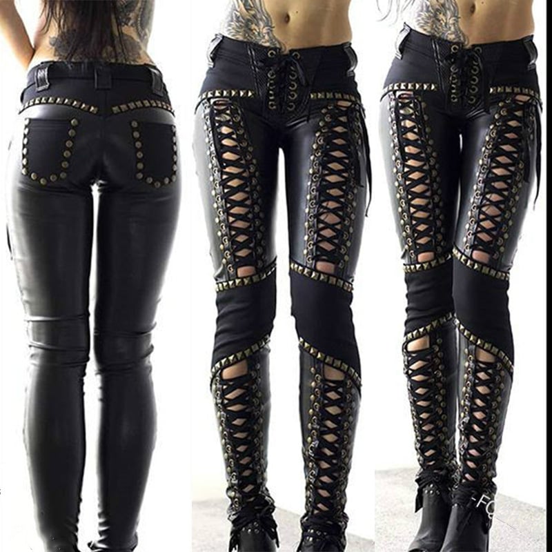 Punk Rock Leather Skinny Pants 2
