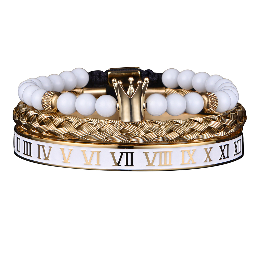 Crown With Roman Numerals Stainless Steel Bracelet Style 7