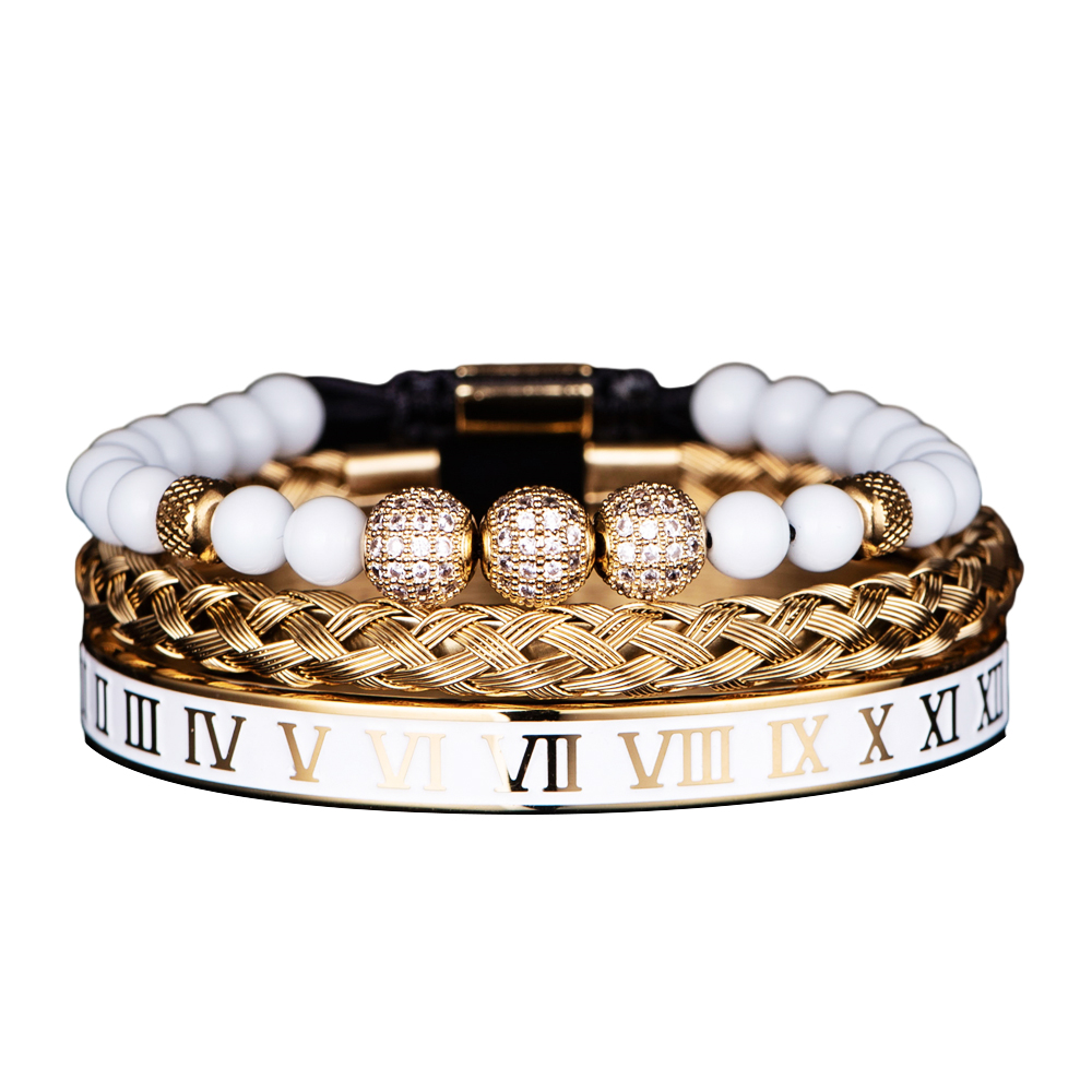 Crown With Roman Numerals Stainless Steel Bracelet Style 8