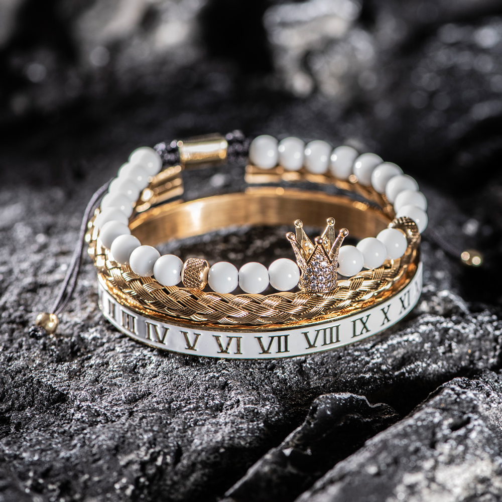 Crown With Roman Numerals Stainless Steel Bracelet Style 1