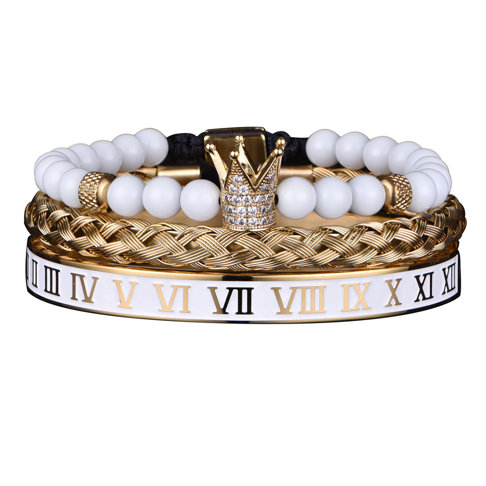 Crown With Roman Numerals Stainless Steel Bracelet Style 2