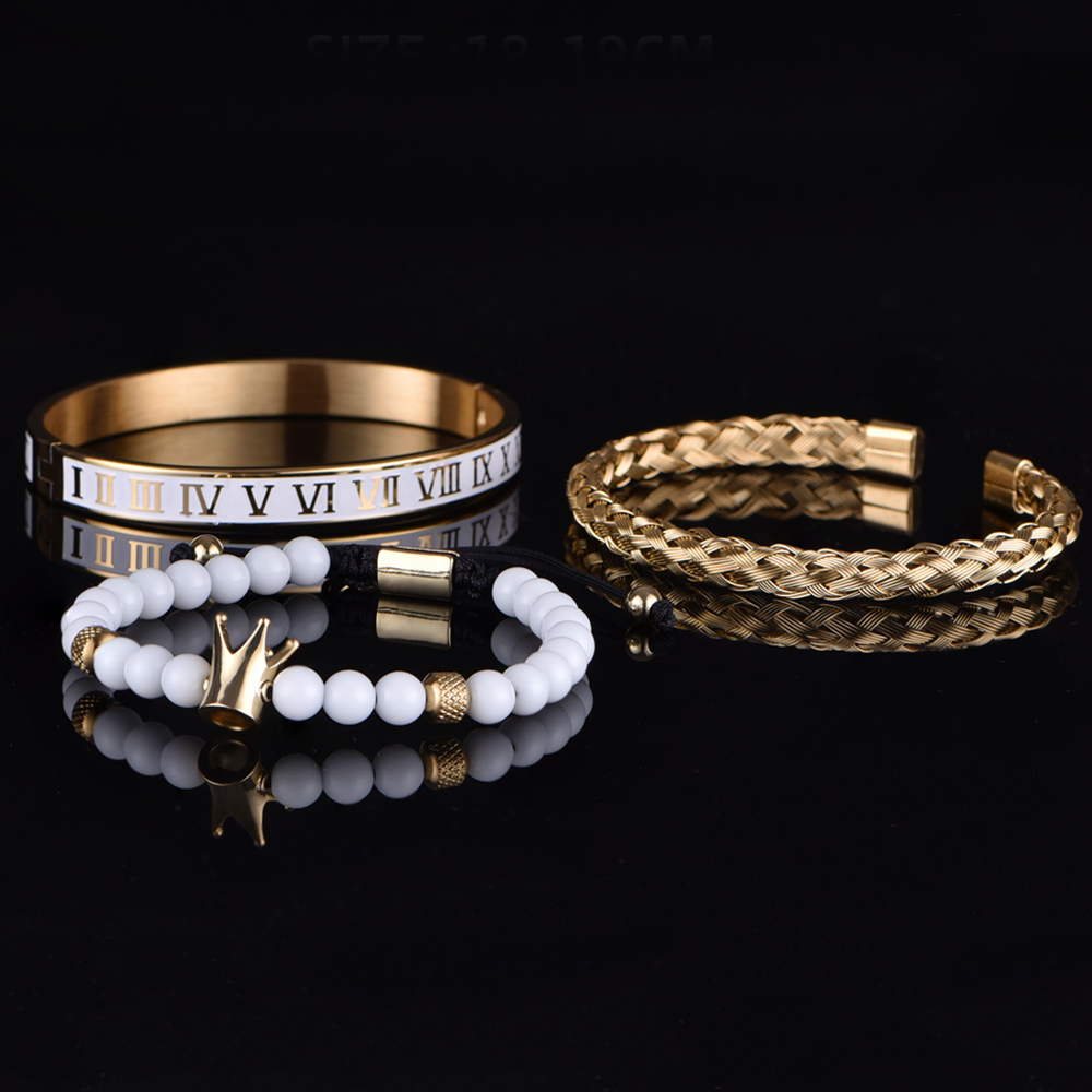 Crown With Roman Numerals Stainless Steel Bracelet Style 6