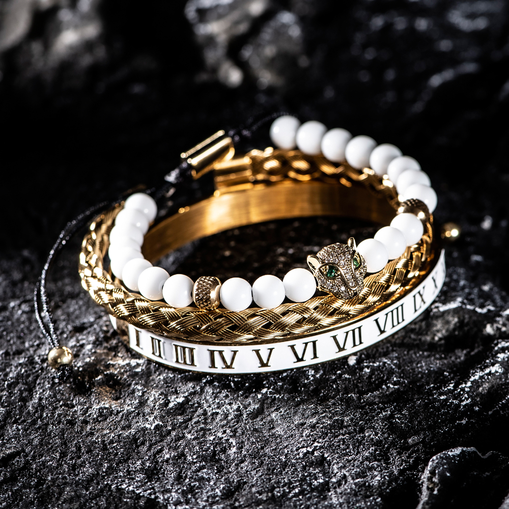 Crown With Roman Numerals Stainless Steel Bracelet Style 3