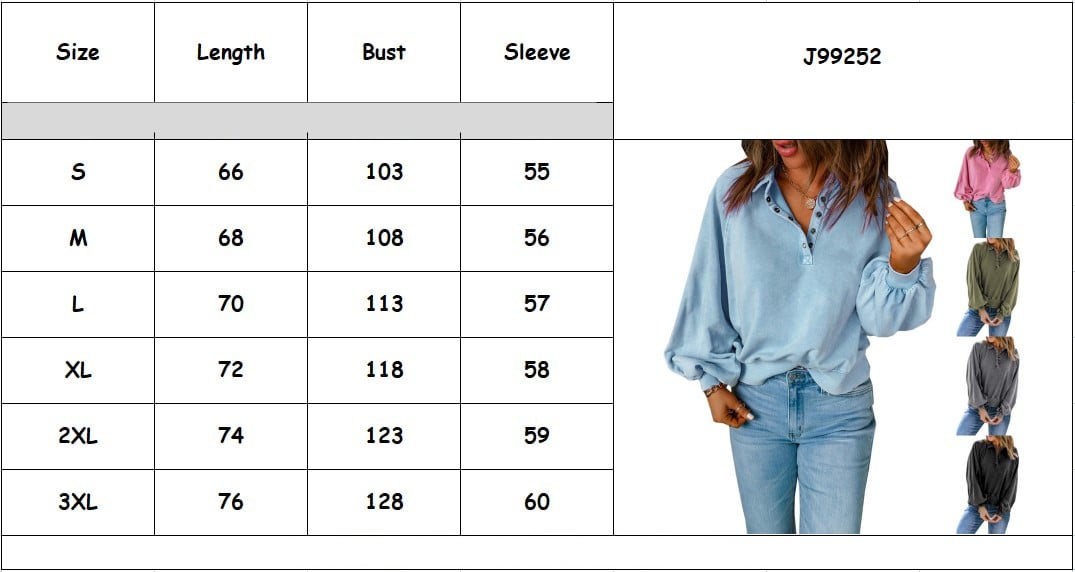 Blue-dyed V-neck Pullover Sweatshirt