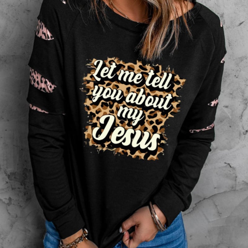 Black Merry Christmas Leopard Print Sweatshirt 1