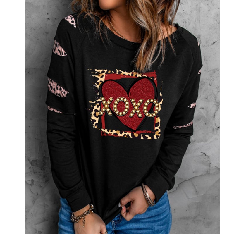 Black Merry Christmas Leopard Print Sweatshirt 2