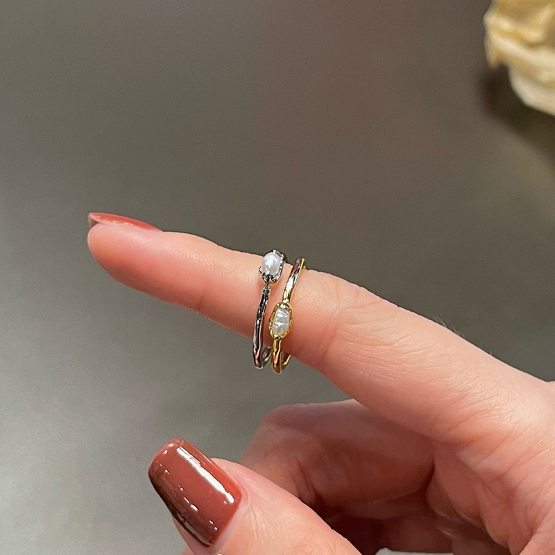 Freshwater Pearl Irregular Metal Ring - Image 7