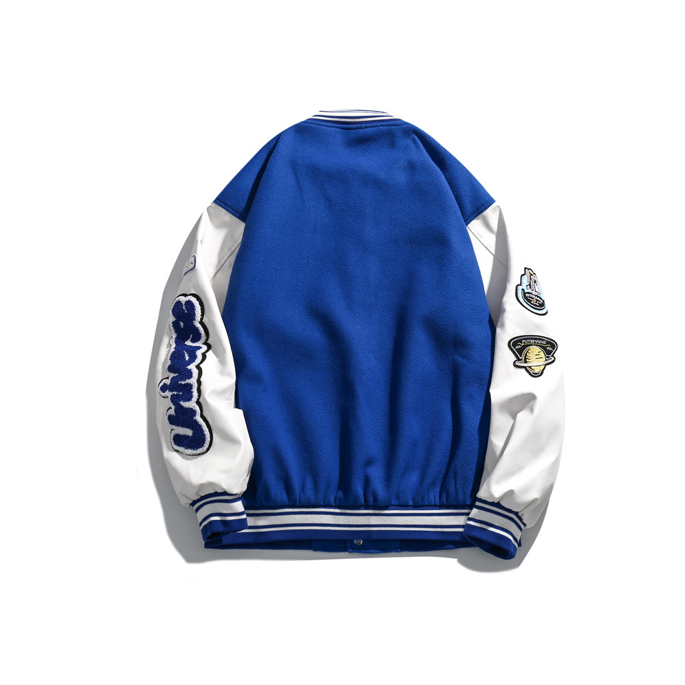 Color Contrast Patchwork Baseball Uniform Jacket Coat
