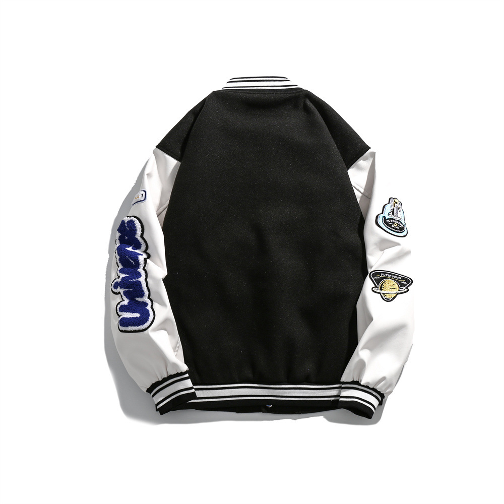 Color Contrast Patchwork Baseball Uniform Jacket Coat