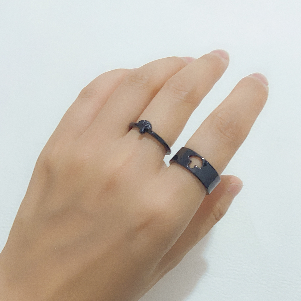 Alloy Plating Couple Hollow Mushroom Ring 6