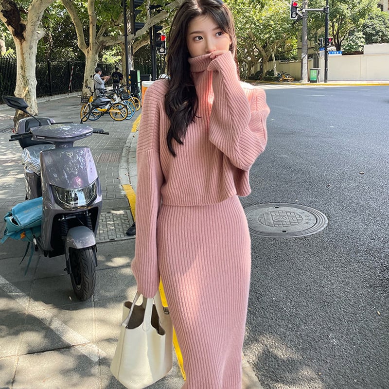 Lazy Style Two Piece High Neck Sweater