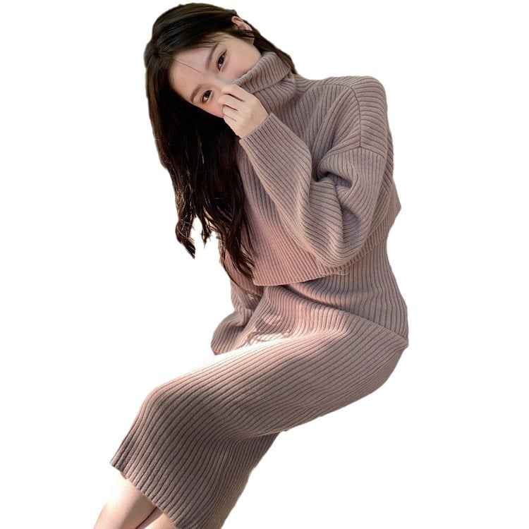 Lazy Style Two Piece High Neck Sweater