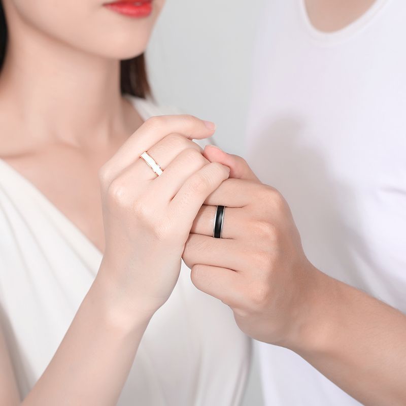 Black and White Couple Open Ring - Variation 4