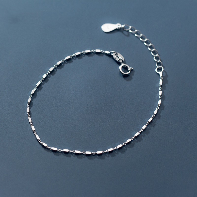 S925 Silver Small Square Bracelet - Silver