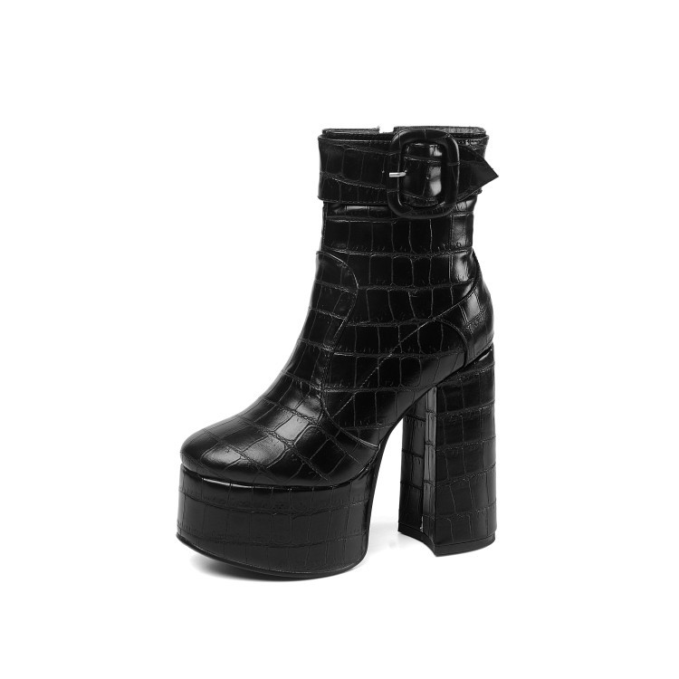 Chunky Heel High Heel Platform Short Boots