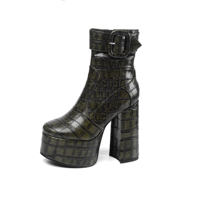 Chunky Heel High Heel Platform Short Boots
