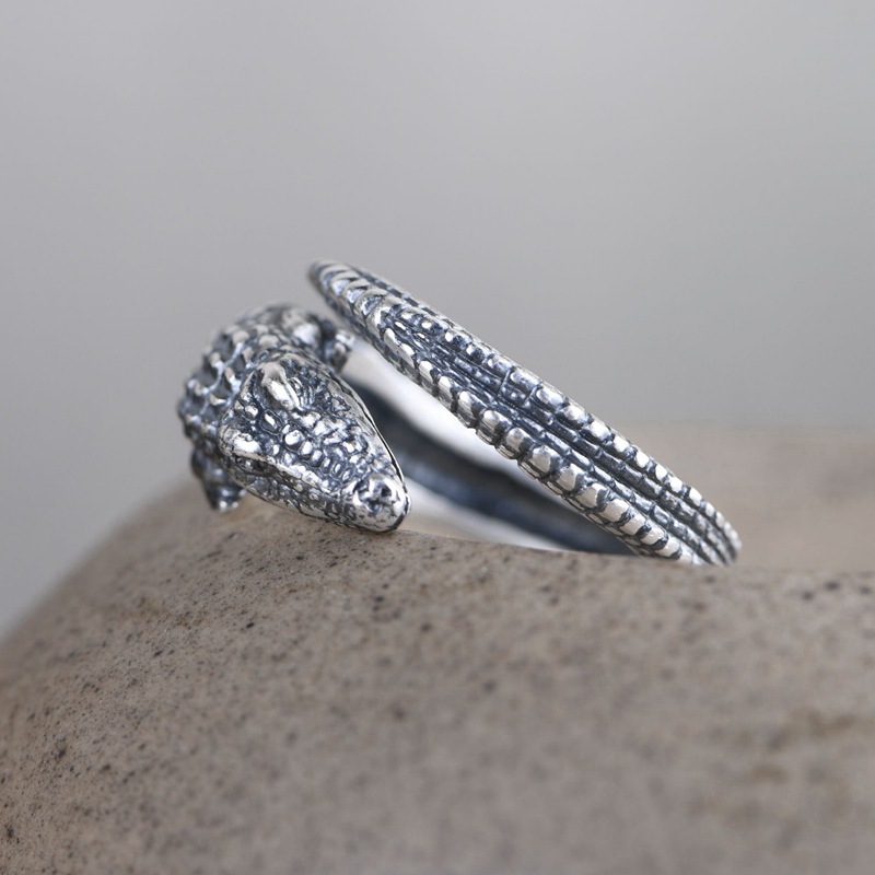 Crocodile Silver Ring Image 3