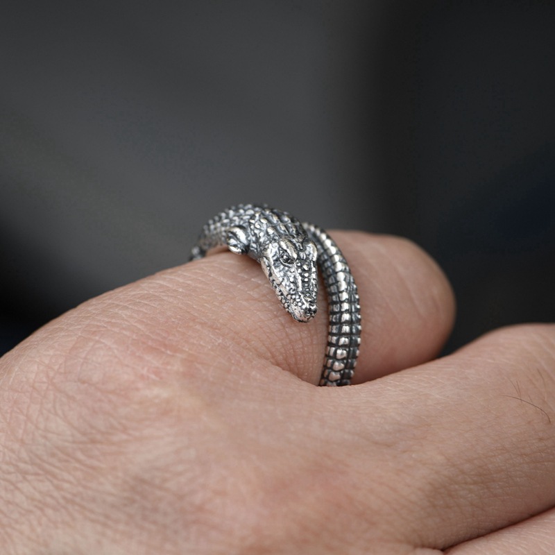 Crocodile Silver Ring Image 1