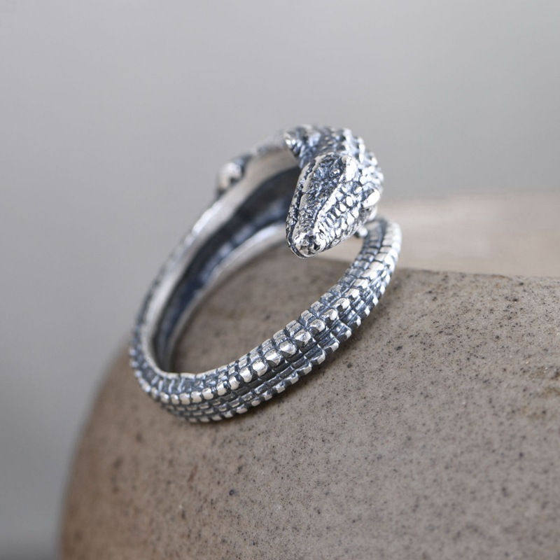 Crocodile Silver Ring Image 2