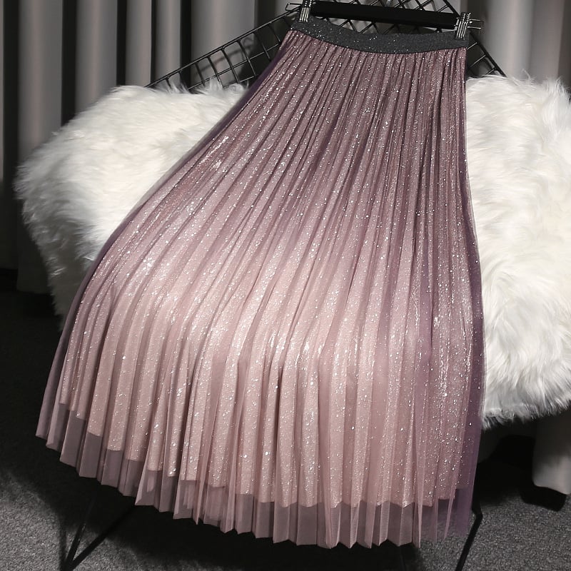 High-end Mesh Skirt Grey Black