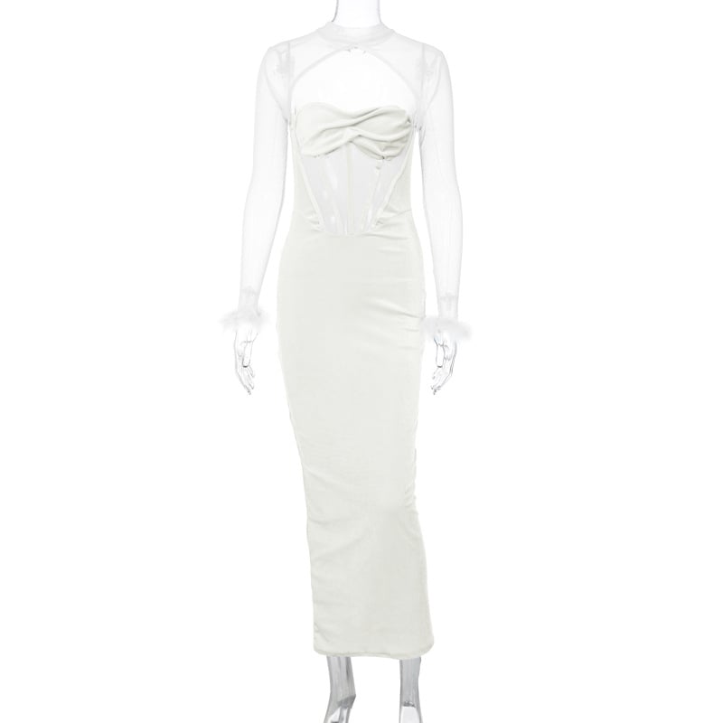 Women's Plush Mesh Stitching Dress Image 6