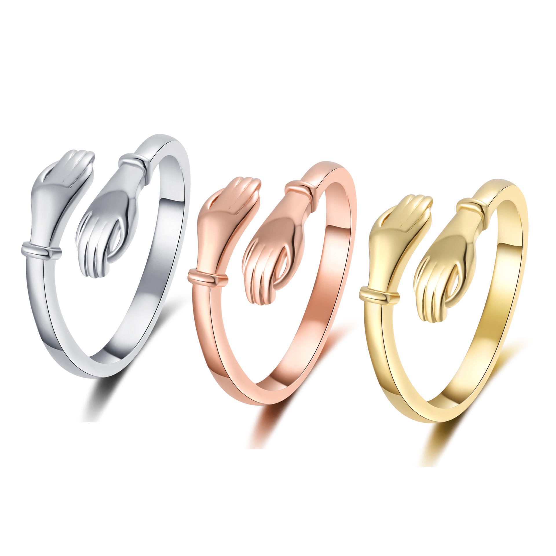 Romantic Hands Hug Ring - Silver