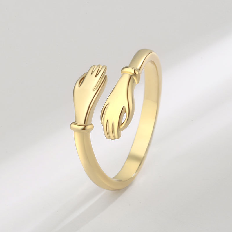 Romantic Hands Hug Ring - Golden