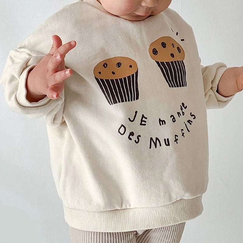 Small Cake Printed Fleece Casual Sweatshirt - Lifestyle Image