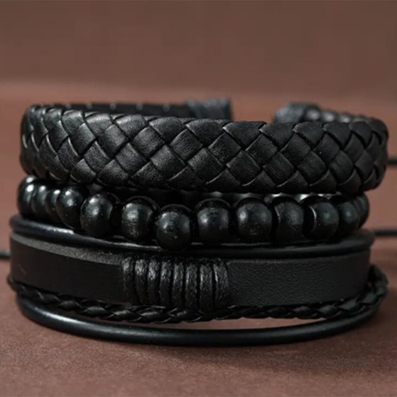 Vintage Weave Men's Bracelet Beaded Detail