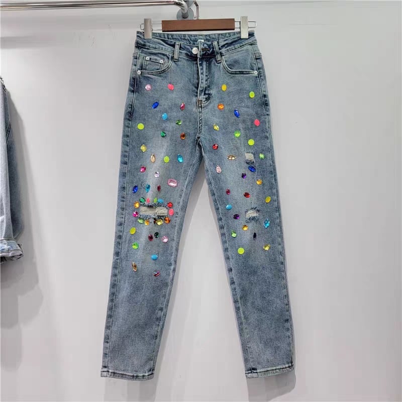 Ripped Diamond High Waist Jeans 1