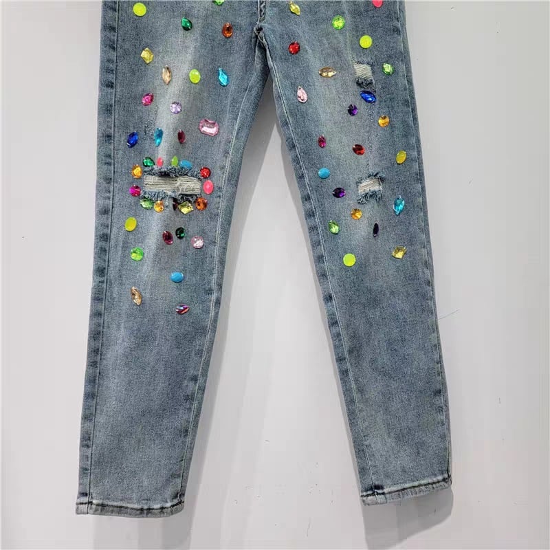 Ripped Diamond High Waist Jeans 3