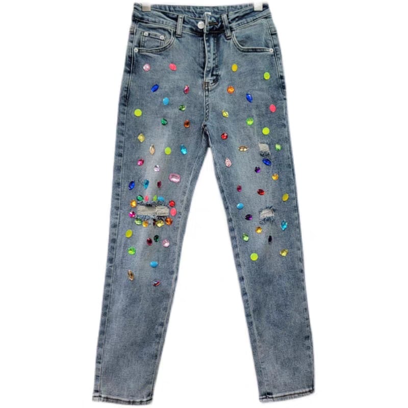Ripped Diamond High Waist Jeans 5