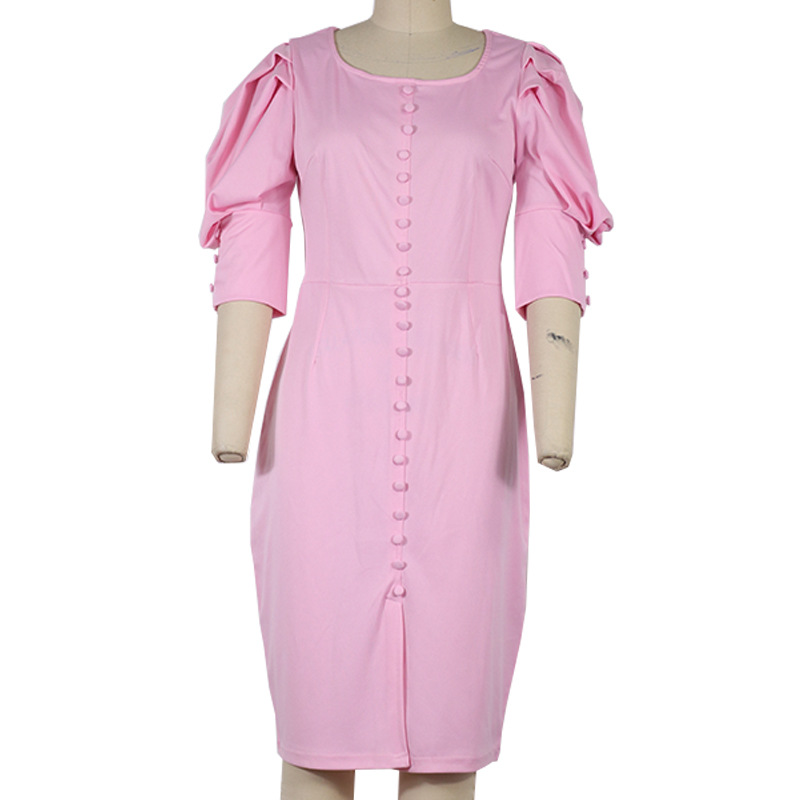 Side View of Fashion Square Collar Dress