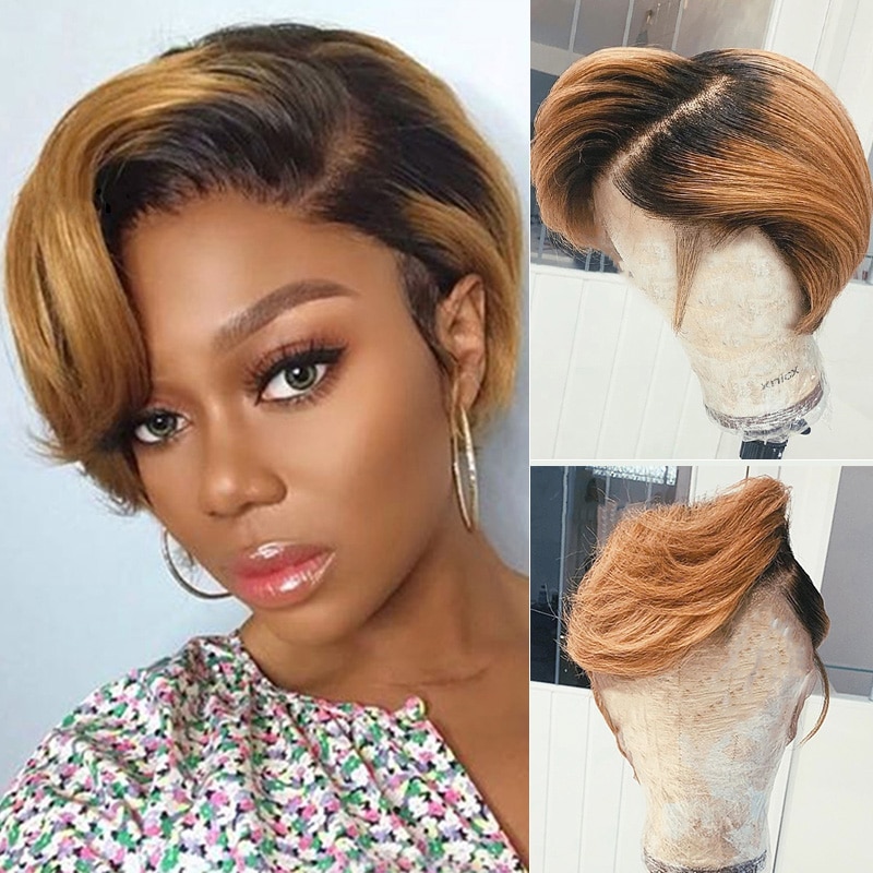 Fluffy Black Gradient Brown Wig Image 1