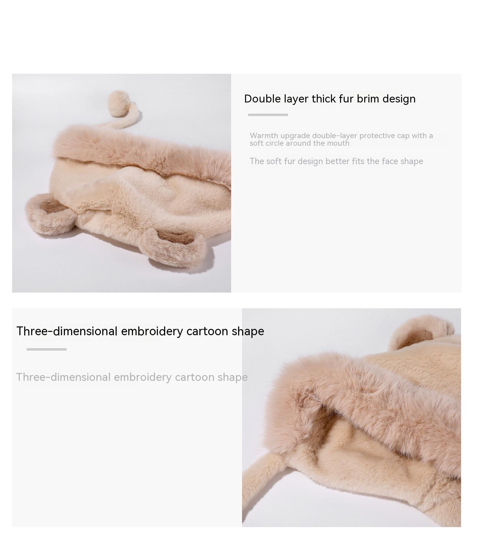 Winter New Cream Sweet Girl Lace Plush Hat Detail 3