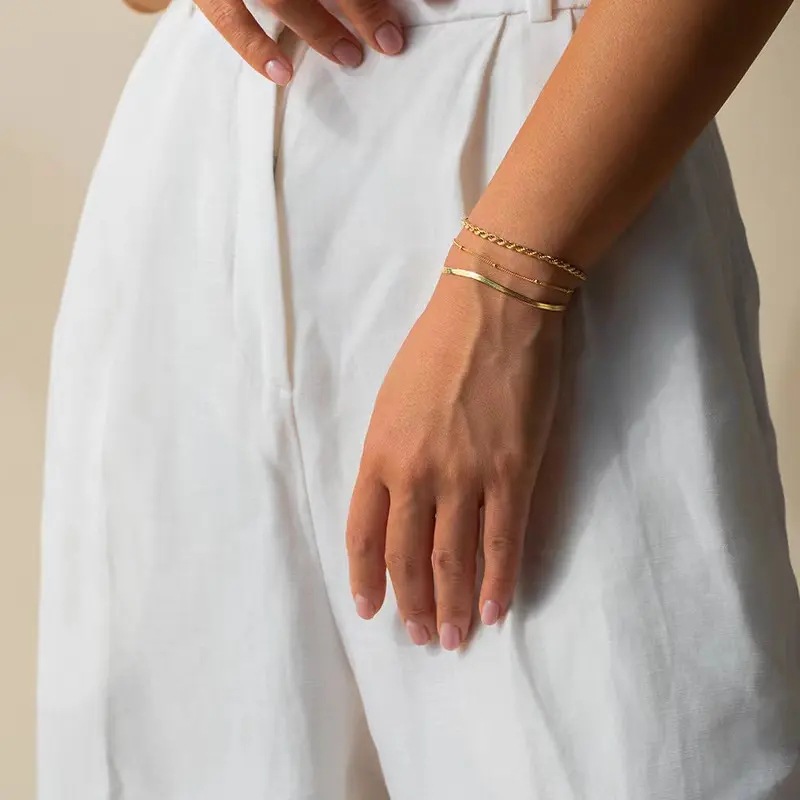 Simple Stainless Steel Exquisite Bead Necklace Bracelet - Variation 4